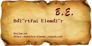 Bártfai Elemér névjegykártya